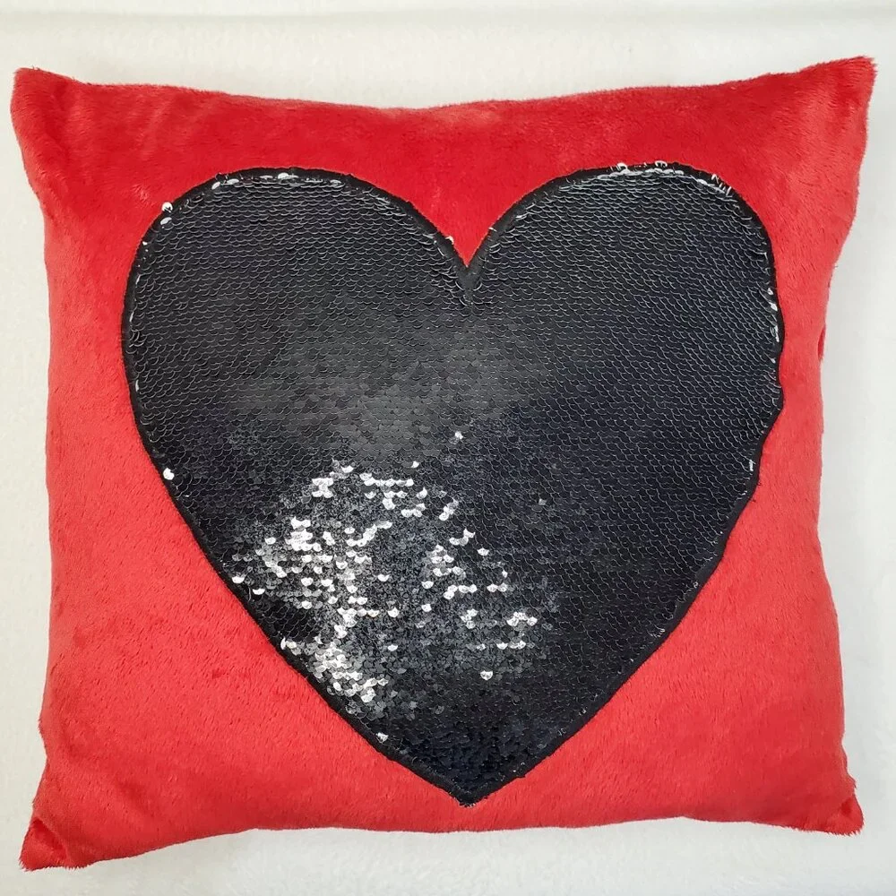 Heart Pillow REVERSIBLE Sequins Heart Pillow